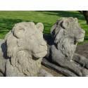 Pair Weathered Stone Lions
