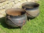 Pair Old Cauldron Planters