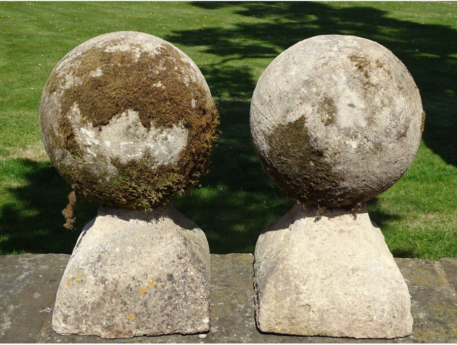 Antique Limestone Ball Finials