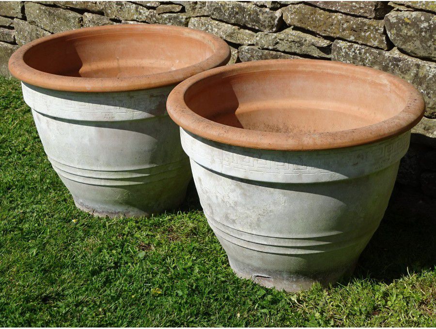 Pair weathered Terracotta Planters