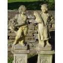 Pair Weathered Garden Statues
