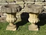 Pair Limestone Garden Urns