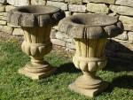 Pair Limestone Garden Urns