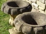 Pair Limestone Garden Urns