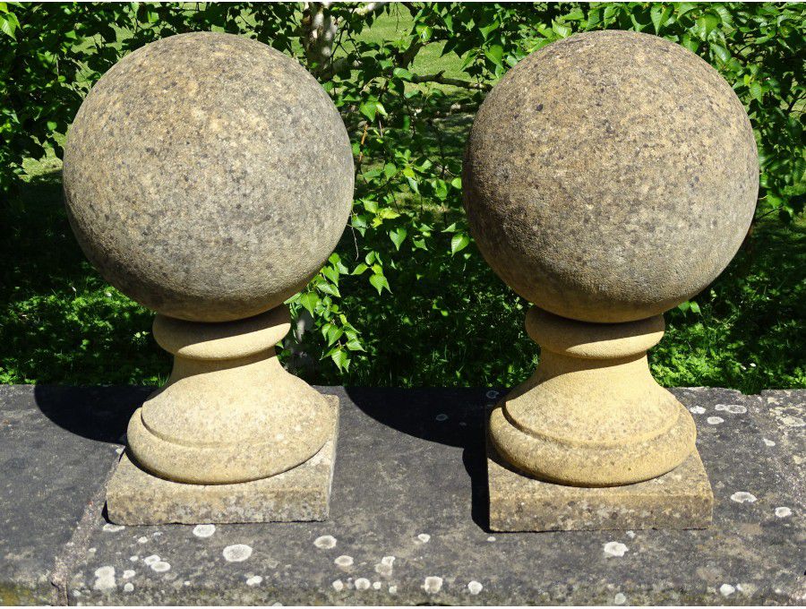 Pair Limestone Gate Finials