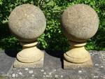 Pair Limestone Gate Finials