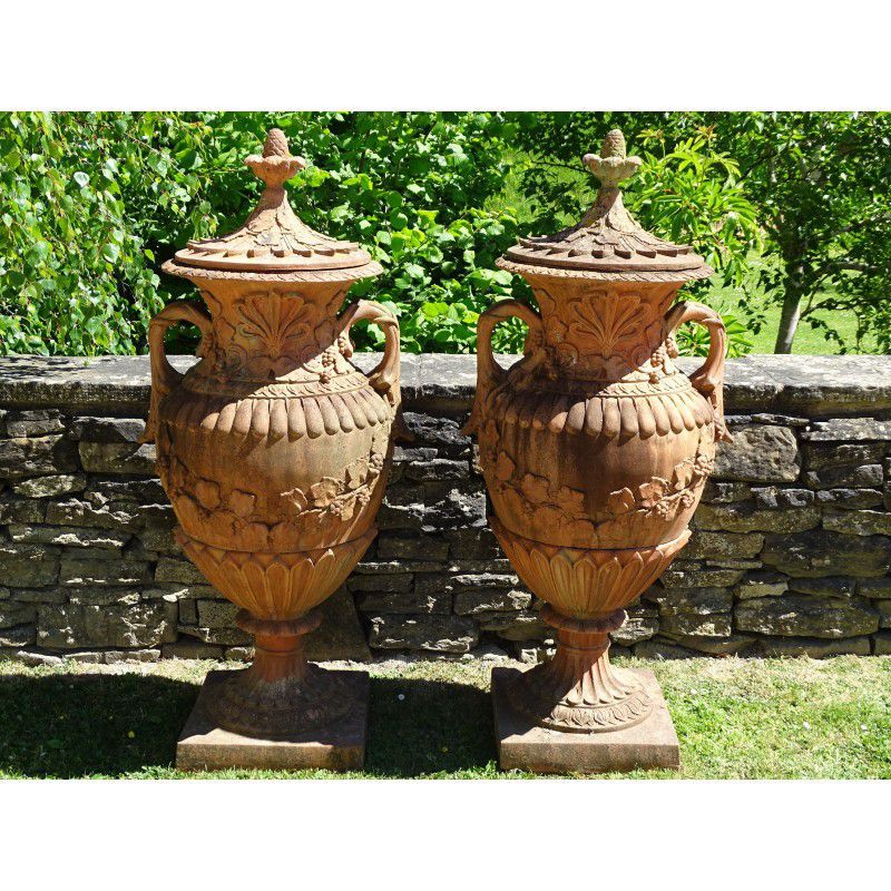 Weathered Terracotta Finial Urns