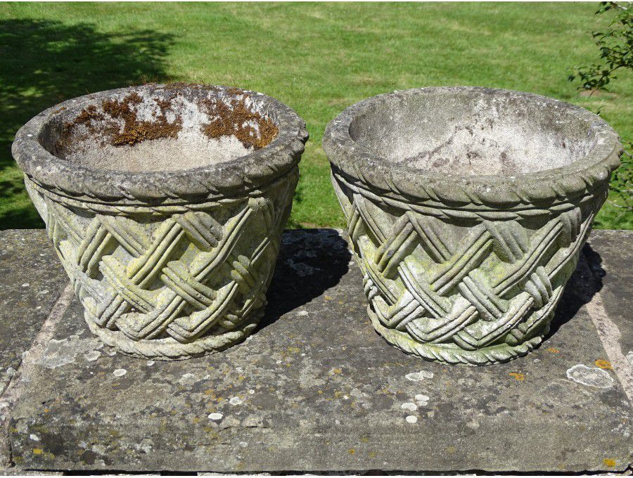 Pair of Small Woven Planters