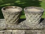 Pair of Basketweave Garden Planters