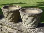 Pair of Basketweave Garden Planters