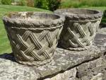 Pair of Basketweave Garden Planters