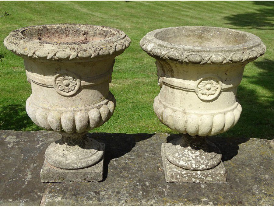 Pair of Vintage Garden Urns