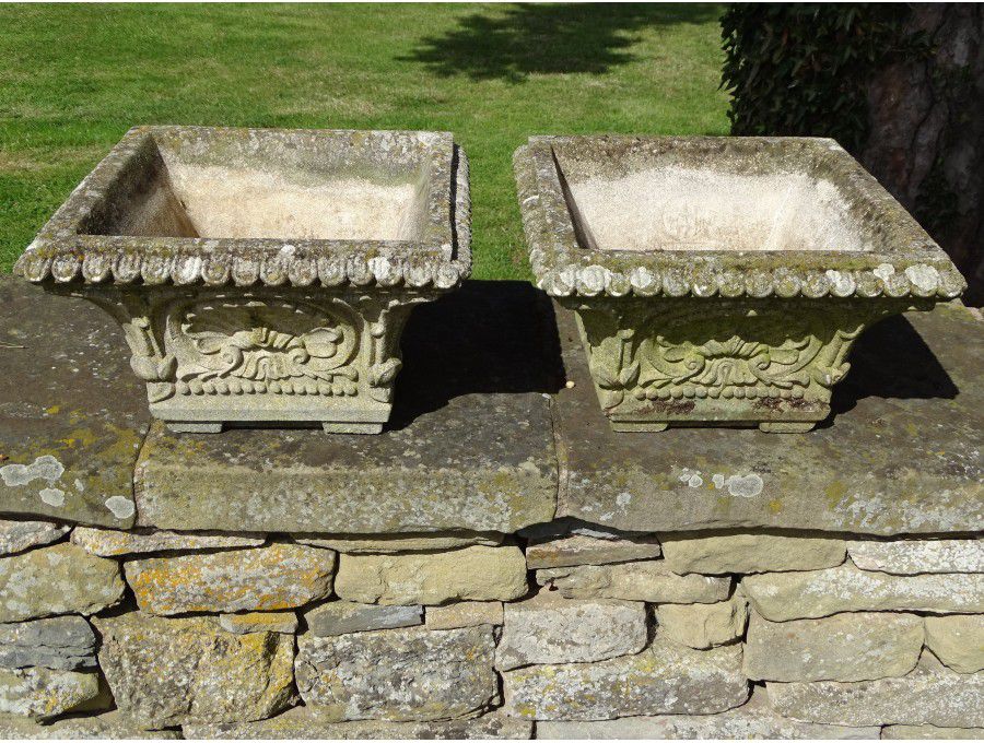 Pair of Weathered Garden Planters