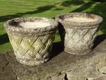 Pair of Basketwork Garden Planters