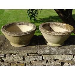 Pair of Weathered Bowl Planters