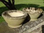 Pair of Weathered Bowl Planters