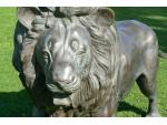 Close up of bronze lion 