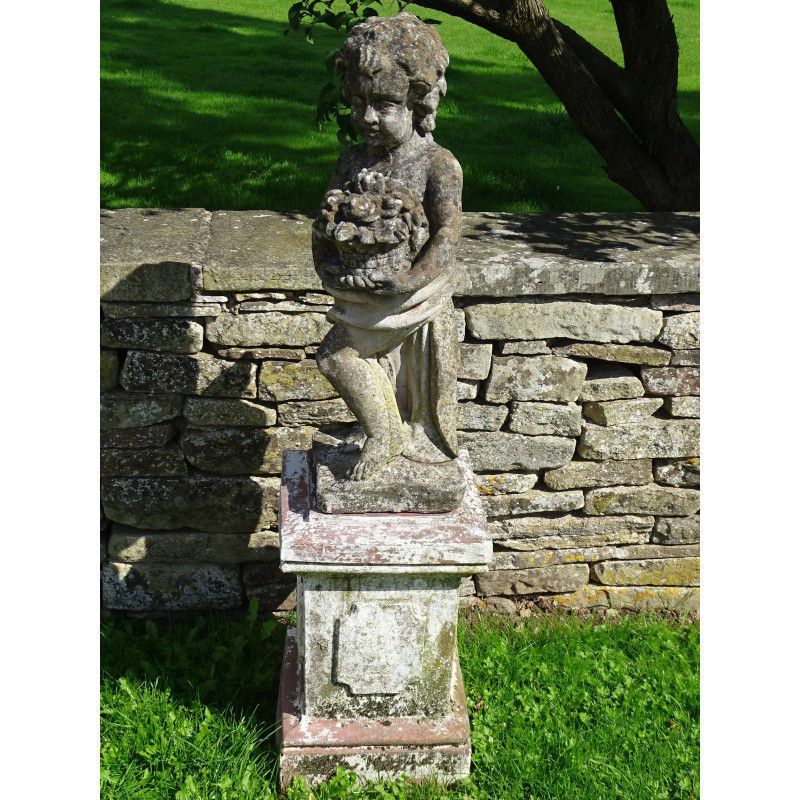 Vintage Garden Putto Statue. Well weathered. Holloways Garden Antiques.