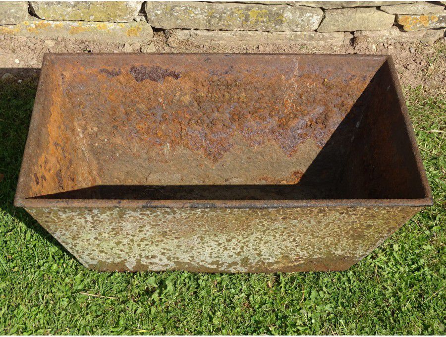 Vintage Cast Iron Planter. Recycled Farm Trough.