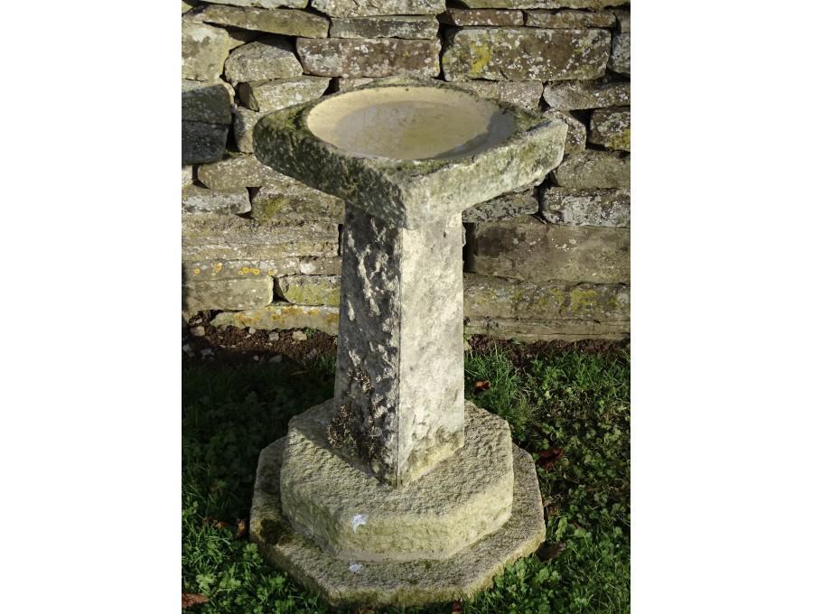 Antique Limestone Birdbath