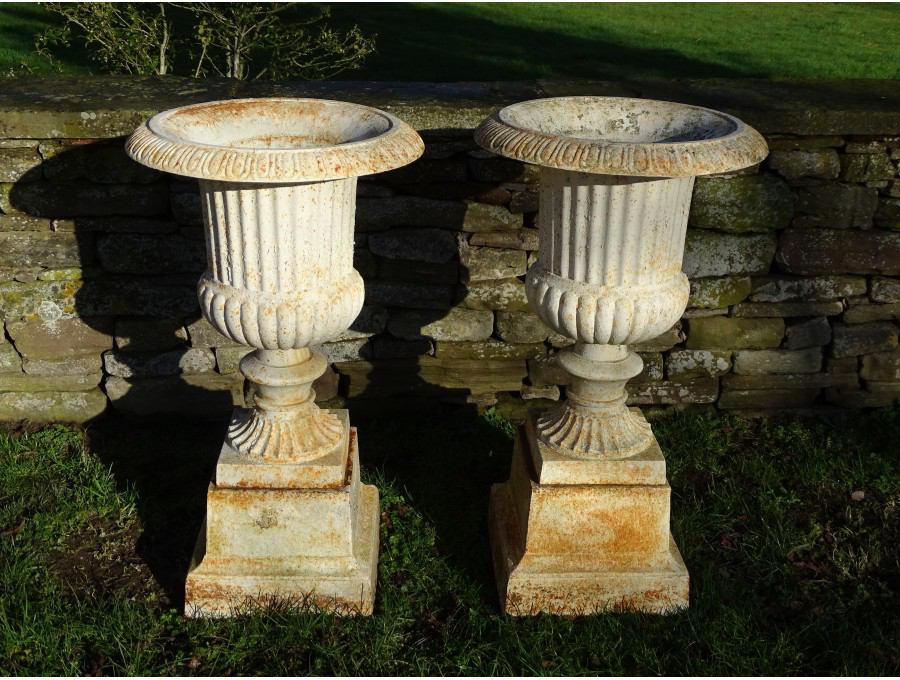 Pair Cast Iron Urns