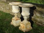 Pair Cast Iron Urns
