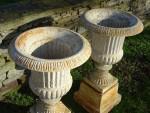 Pair Cast Iron Urns