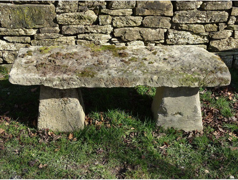 Antique Stone Garden Bench