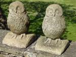 Weathered Stone Owls (Pair)