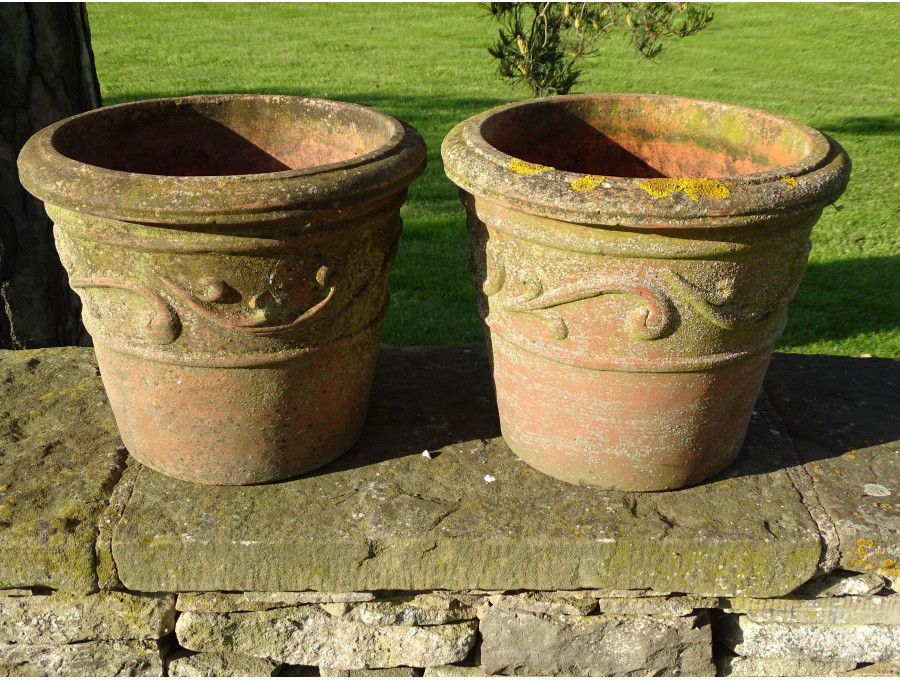 Weathered Scroll Pots (Pair)
