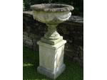 Weathered Garden Urn on Plinth