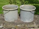Vintage Galvanised Iron Pails (Pair)