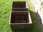 Cast Iron Square Planters (Pair)