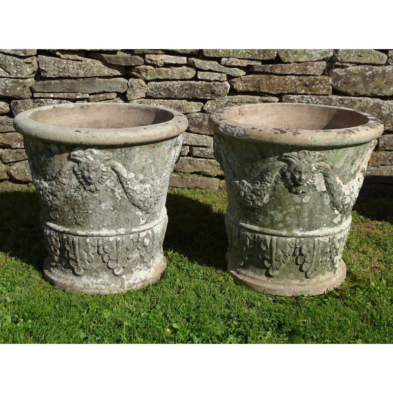 Vintage Garden Planters (Pair)Well Weathered Italianate Garden Pots