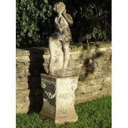 Weathered Garden Statue on Plinth