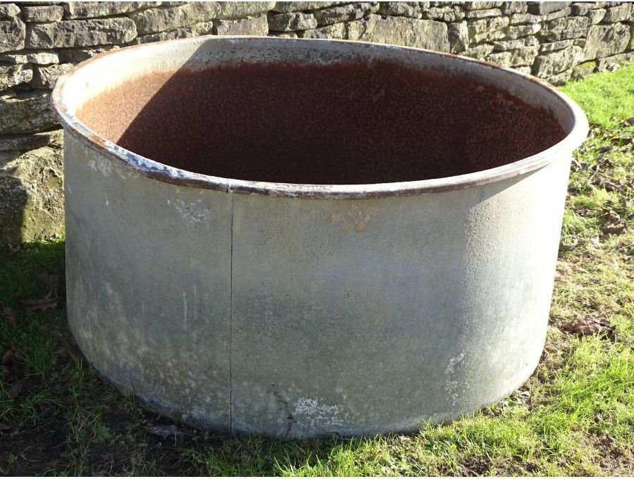 Vintage Galvanised Round Planter