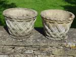 Weathered Basketweave Planters (Pair)