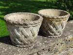 Weathered Basketweave Planters (Pair)
