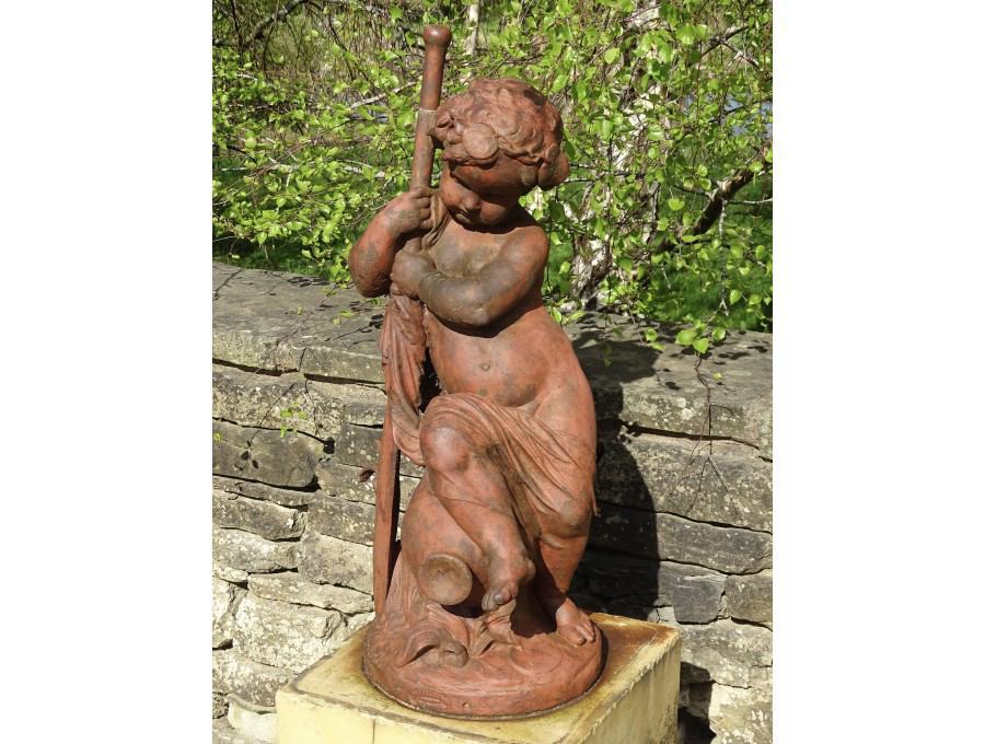 Antique French Putto Statue