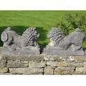 Weathered Stone Lions (Pair)