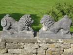 Weathered Stone Lions (Pair)