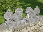 Weathered Stone Lions (Pair)
