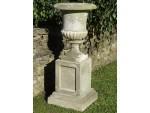 Weathered Garden Urn on Plinth
