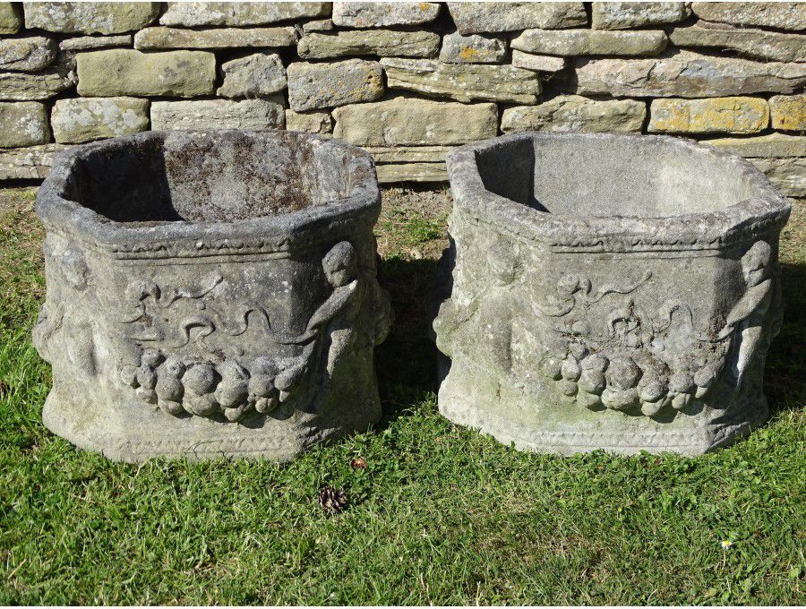 Weathered Chilstone Planters (Pair)