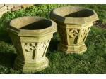 Pair Weathered Stone Planters