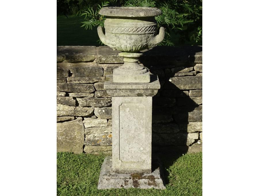Weathered Chilstone Urn on Plinth