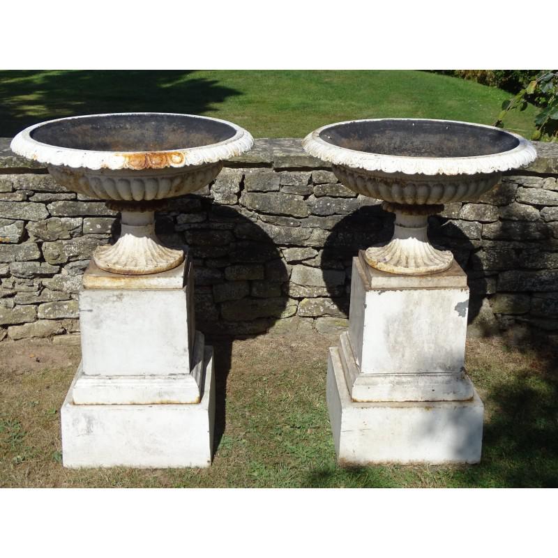 Large Cast Iron Urns (Pair)