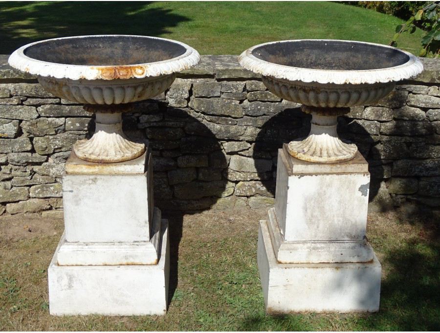 Large Cast Iron Urns (Pair)