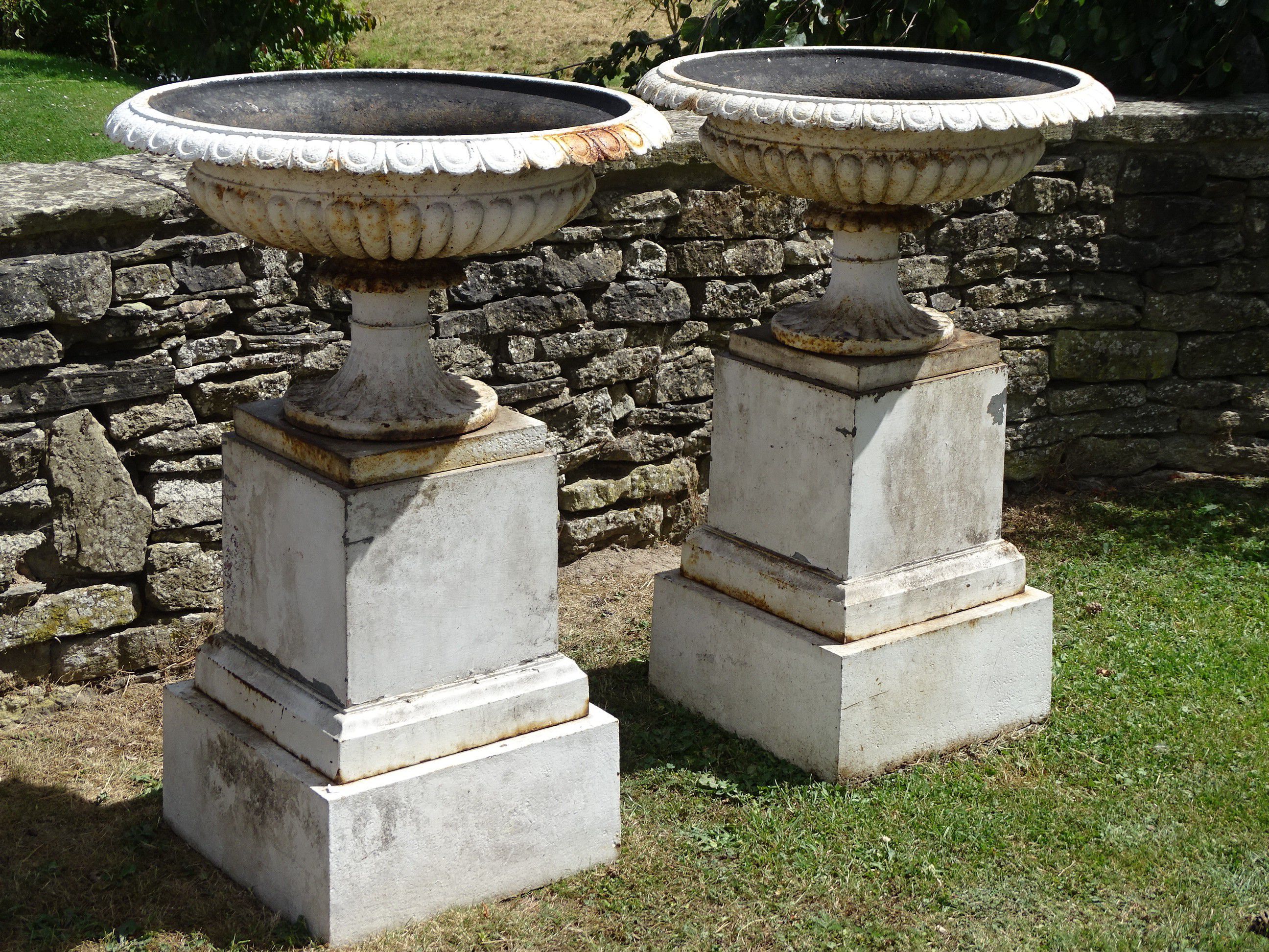 Large Cast Iron Urns (Pair)