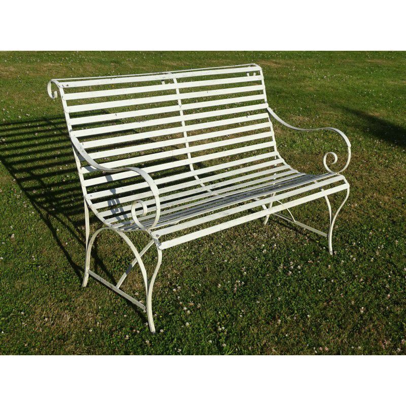 Weathered Wrought Iron Garden Bench